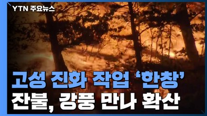 고성 산불 9시간째 진화 중..."건조한 강풍에 확산" / YTN