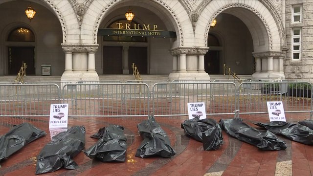 Trump's hotel gets body bags as Americans vent anger