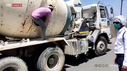 Hindistan'da kaçak göçmen işçiler beton mikserinde yakalandı