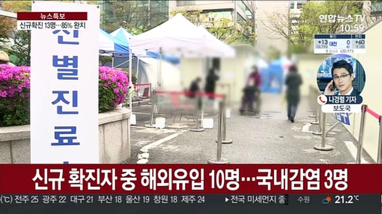 신규 확진 13명…해외유입 10명·지역발생 3명