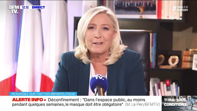Coronavirus: Que les masques soient remboursés par la Sécu pour les gens fragiles et atteints, est une évidence , estime Marine Le Pen