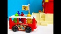 Vintage FISHER PRICE SCHOOL House with Bus and TELETUBBIES Toys-
