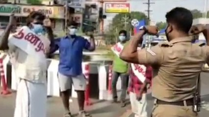 முக கவசம் அணியாமல் வரும் பொதுமக்களுக்கு ஆணழகன் பட்டம்