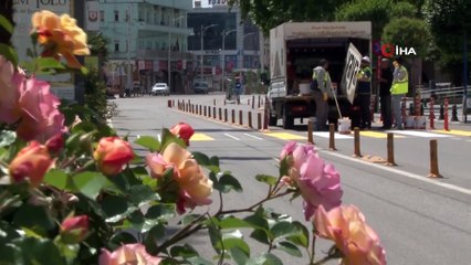 Sokağa çıkma kısıtlamasında yol şeritleri yenilendi