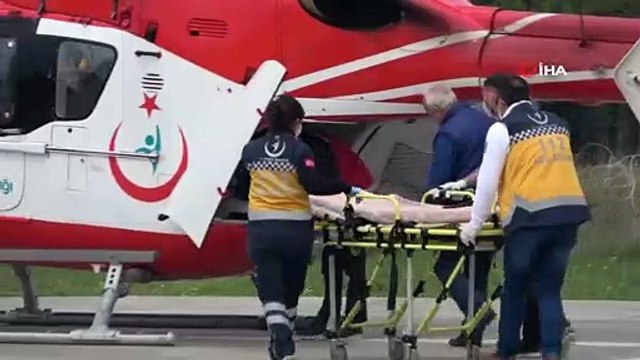 Kalbi duran hastanın yardımına ambulans helikopter yetişti