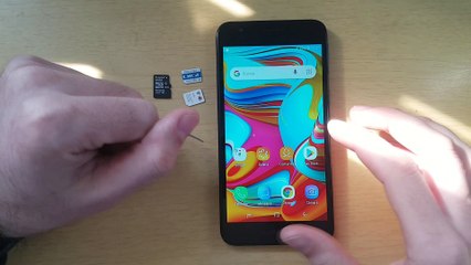 Cómo insertar SIM (Nano-SIM) y / o Micro-SD en Samsung Galaxy A2 Core (SM-A260G/DS).