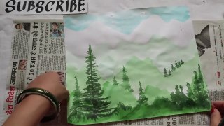 Painting ideas on paper _ Water colours painting _ Easy mountain painting _