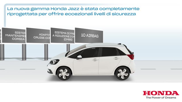 Nuova Honda Jazz - sicurezza avanzata che include il nuovo ed esclusivo sistema di airbag centrale anteriore