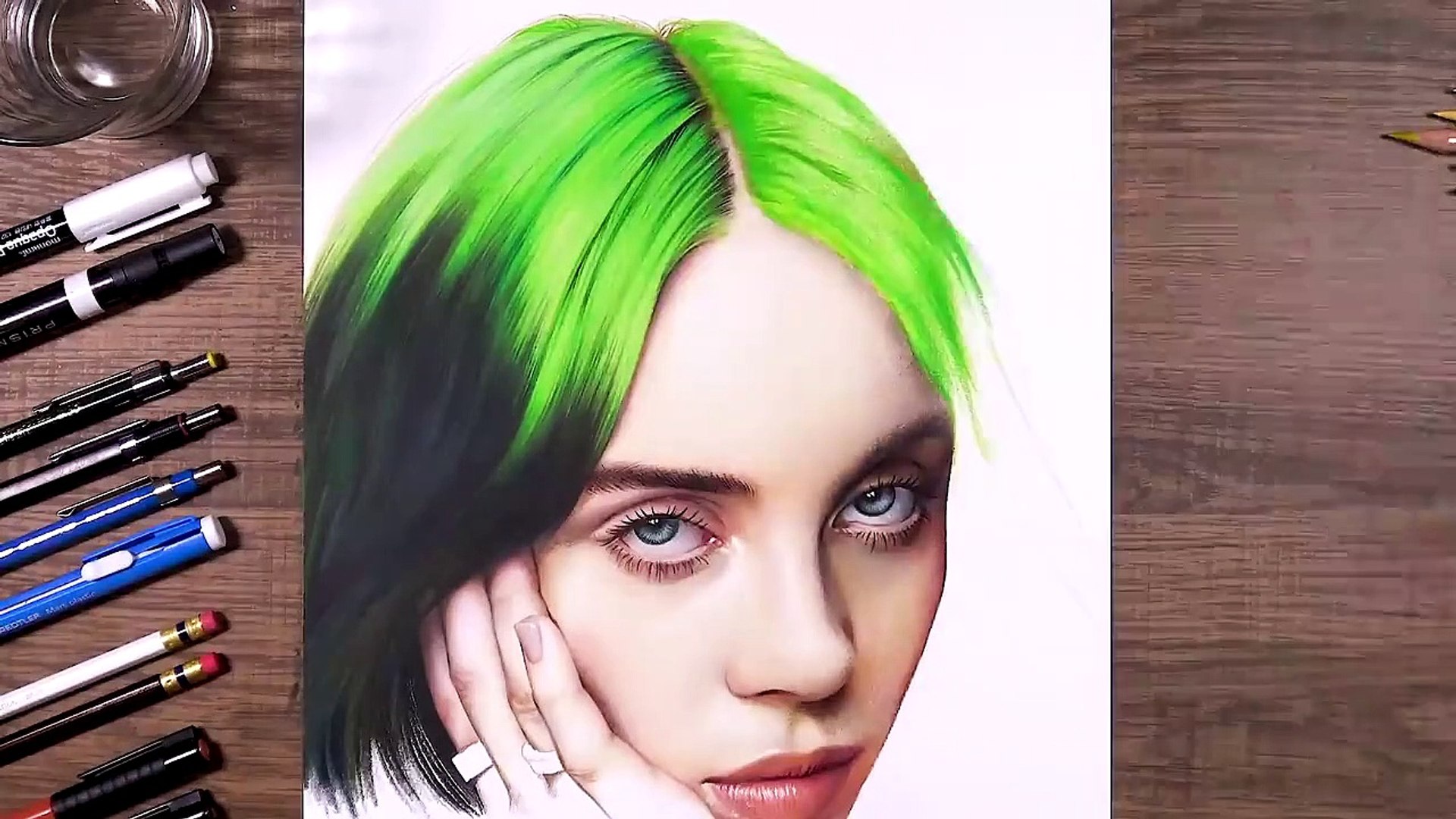 Drawing Billie Eilish using Derwent Lightfast