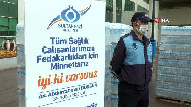 Sultangazi’den sağlık çalışanlarına kolonya ve içme suyu desteği