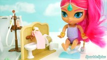 LOL Surprise Doll and Shimmer and Shine Bedtime Routine in Bathroom