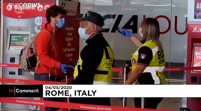 Coronavirus: Face masks to the fore as Rome's transport network stirs into life
