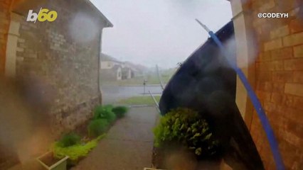 Tennessee Storm Blows Trampoline Into Front Door of Neighboring House!