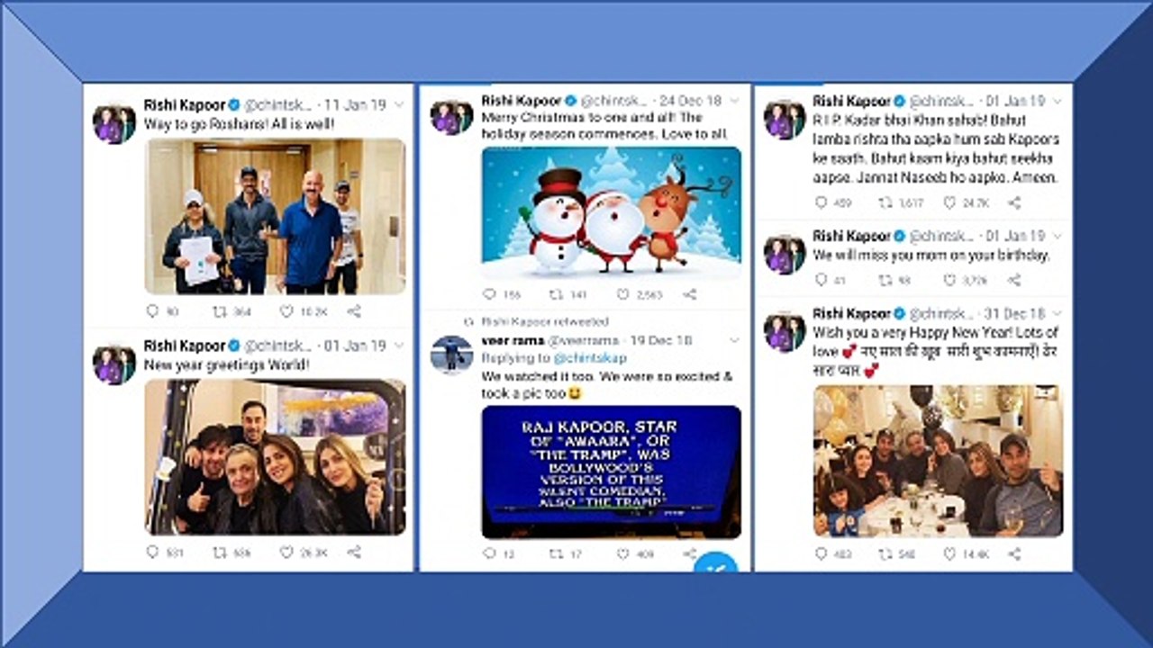 Tweeter Journey of RIP Rishi Kapoor Ji @chintskap Bollywood Actor Spicy with Love & Sweetness Tweets Background Music by Aakash gandhi périple épicé avec un amour doux  douceur  acteur de bollywood  morte