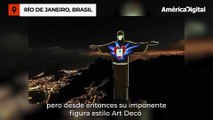 El Cristo Redentor de Brasil también se protege del coronavirus y promueve el uso de mascarilla