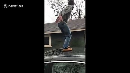 Michigan man's genius roof climb fails spectacularly