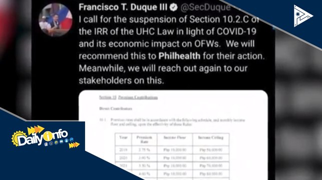 Pres. #Duterte, inatasan ang PhilHealth na gawing boluntaryo ang premium contribution sa OFWs