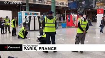Social distancing preparations at Paris' Gare du Nord