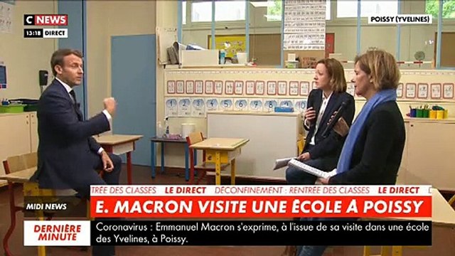 Coronavirus - Revoir l'intégralité de l'intervention surprise du Président Emmanuel Macron depuis une école de Poissy, dans les Yvelines pour évoquer la rentrée des classes du 11 mai