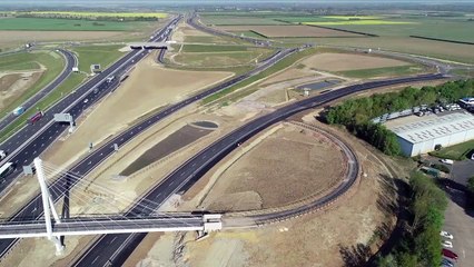 Drone footage of journeys between Swavesey to Milton on the A14