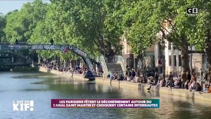 Les parisiens fêtent le déconfinement autour du canal Saint-Martin, la police intervient