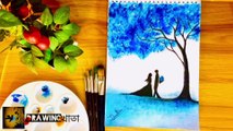 Romantic couple scenery | how to painting romantic couple step by step | couple drawing for beginners with water colour