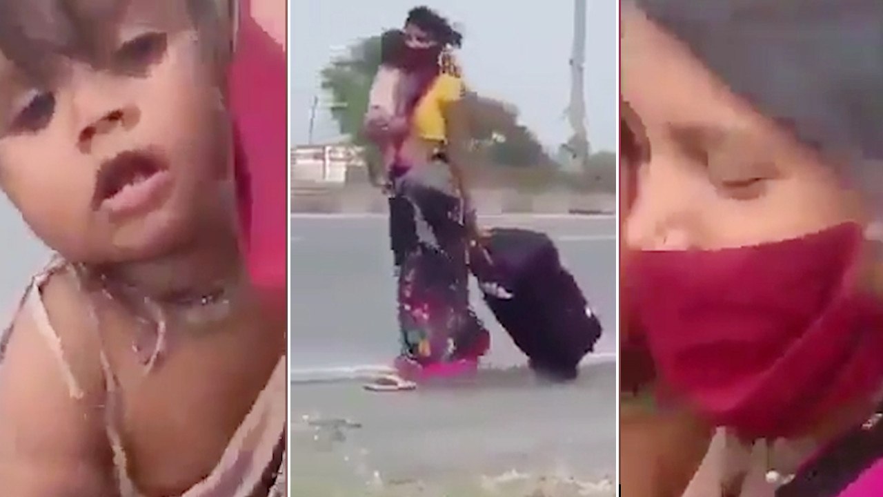 Indian migrant worker walks over 1200km with child