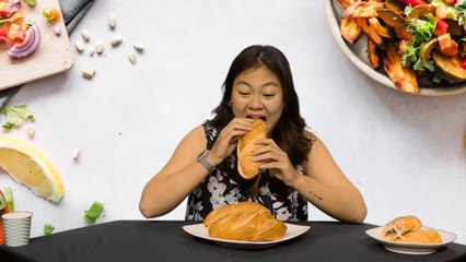 THE MOST FAMOUS VIETNAMESE FAST FOOD: " BANH MI " - CRUNCHY BREAD WITH DIFFERENT KINDS OF MEAT. 