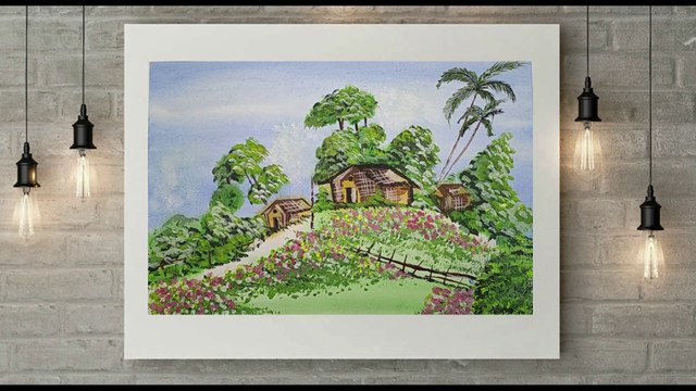 How to draw scenery||water color landscape drawing||how to draw landscape scenery step by step