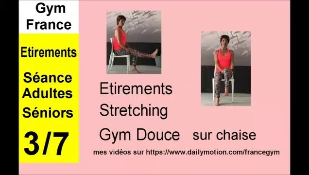 Etirements stretching gym douce sur chaise pour senior à la maison