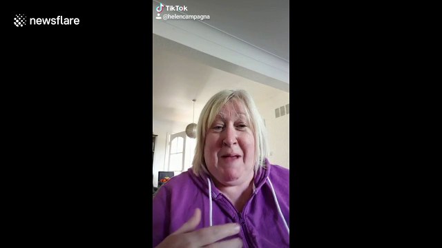 Woman can't stop laughing at DIY sock face mask