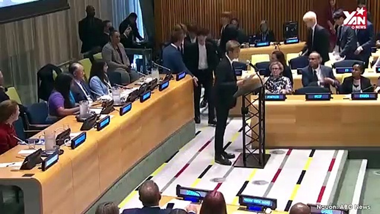 BTS phát biểu tại lễ ra mắt chương trình Thế hệ không giới hạn tại trụ sở Liên Hợp Quốc