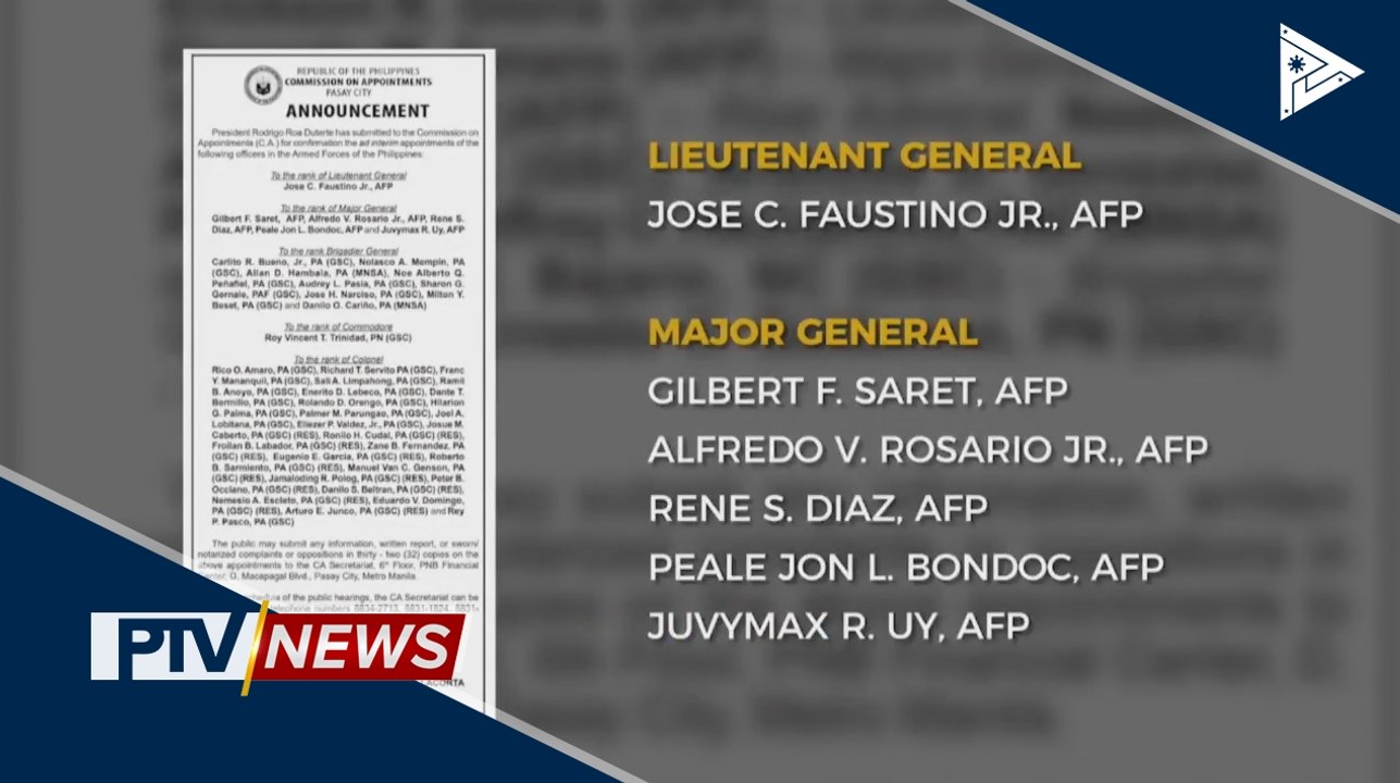 Pangalan ng ilang AFP officials, isinumite na ni Pres. #Duterte sa CA