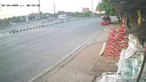 Incredible moment Thai driver hits road barrier,  flips from side to side but somehow avoids crashing
