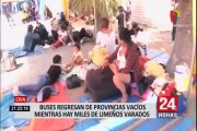 Denuncian que buses regresan vacíos de provincias mientras miles de limeños siguen varados