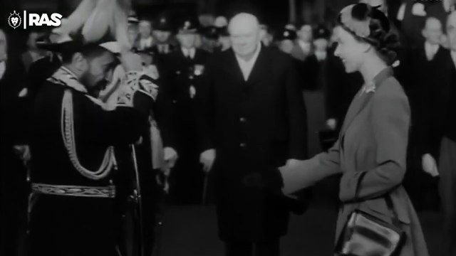 Haile Selassie - 1954 - Queen Elizabeth II Greets H.I.M. In London, England