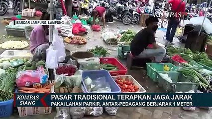 Beri Jarak 1 Meter, Pasar di Lampung Terapkan Physical Distancing
