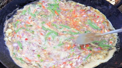 Butter chicken omelet preparing at nature place || egg chicken omelet |chicken omelet in Tamil NFS