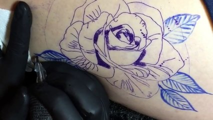 TATTOO TIME LAPSE - BLACK N GREY - ROSE - CHRISSY LEE