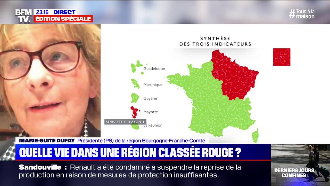 "La crainte que j'ai, c'est pour les activités touristiques." La présidente de la région Bourgogne-Franche-Comté demande une aide financière supplémentaire pour les régions rouges