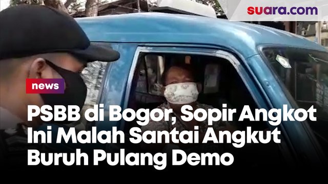 PSBB di Bogor, Sopir Angkot Ini Malah Santai Angkut Buruh Pulang Demo