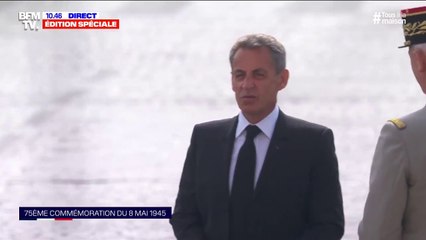 Download Video: 8-mai: la ministre de Armées Florence Parly et Nicolas Sarkozy arrivent Place Georges Clémenceau