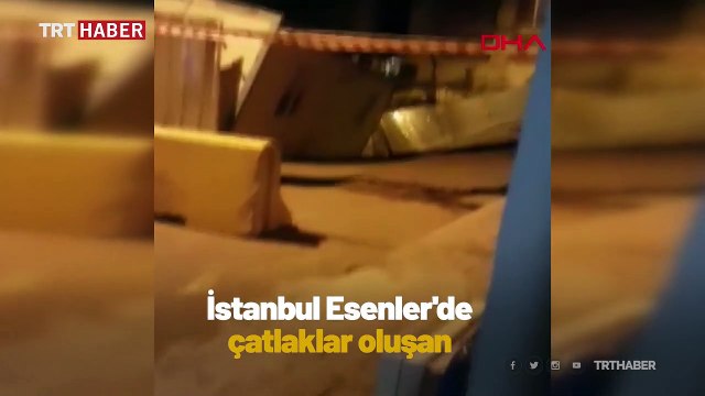Esenler'de çatlaklar oluşan yol ve istinat duvarı çöktü