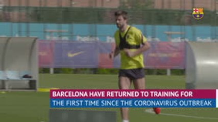 Barcelona train in hope of season resuming