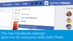 The latest Facebook update adds dark mode for desktop users.