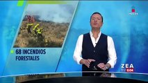 Se registran 68 incendios forestales activos en 18 estados del país