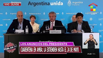 Alberto Fernández extendió la cuarentena hasta el 24 de mayo