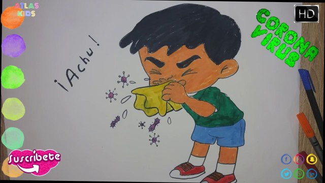 Cómo se contagia el coronavirus con estornudos Ilustración Un niño Estornuda Con el coronavirus
