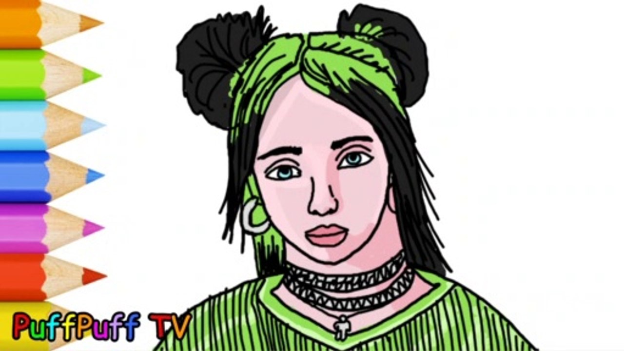 Billie Eilish coloring and drawing for Kids, Toddlers