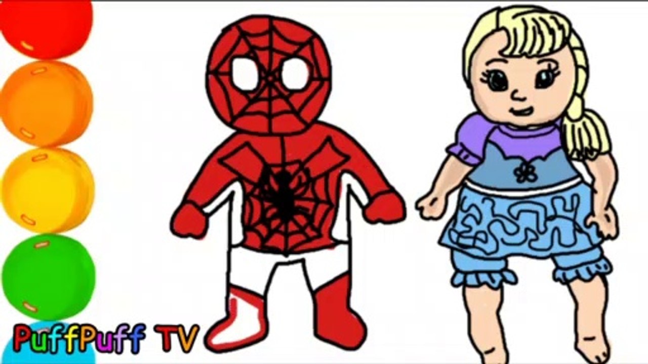 Baby Spiderman Elsa coloring and drawing for Kids, Toddlers